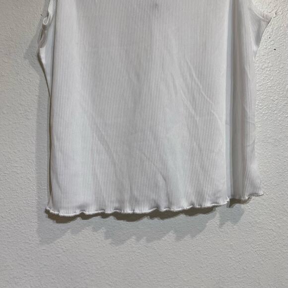 Wildfox Sport White Cropped Ribbed Tank Sz XL - Picture 4 of 12